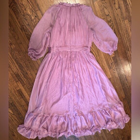 Mac Duggal Purple Smocked Chiffon Illusion Tiered Gown Size 16 - Picture 9 of 13